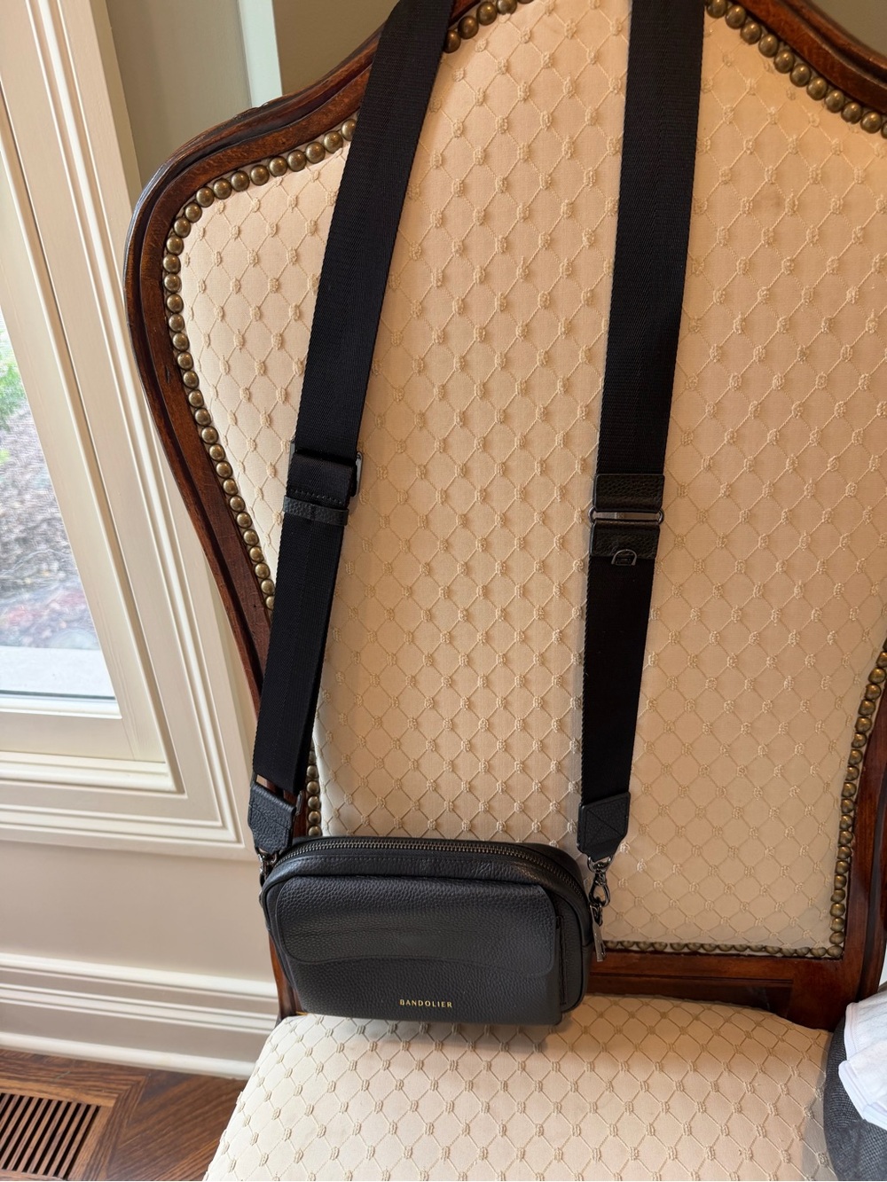 Bandolier Miller Black/Pewter Leather Crossbody - Picture 3 of 5